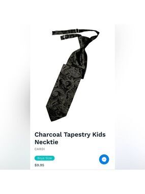 Charcoal Black Gray Grey Tie Wedding Tuxedo Pre Tied clip tapestry Kids Boys